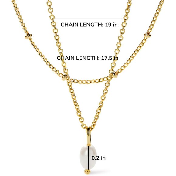 Women’s 14K Gold Plated Layered Necklace Set with Freshwater Pearls - Hypoallerg - Picture 5 of 7
